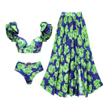 Bohemian Ruffle Floral Bikini Swimsuit Set