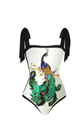 Vintage Peacock Print With Sarong