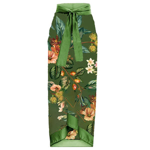 Verdant Bloom One-Piece Swimwear Set With Skirt
