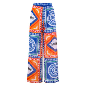 Tassel Print Halter Bikini Set with Matching Pants