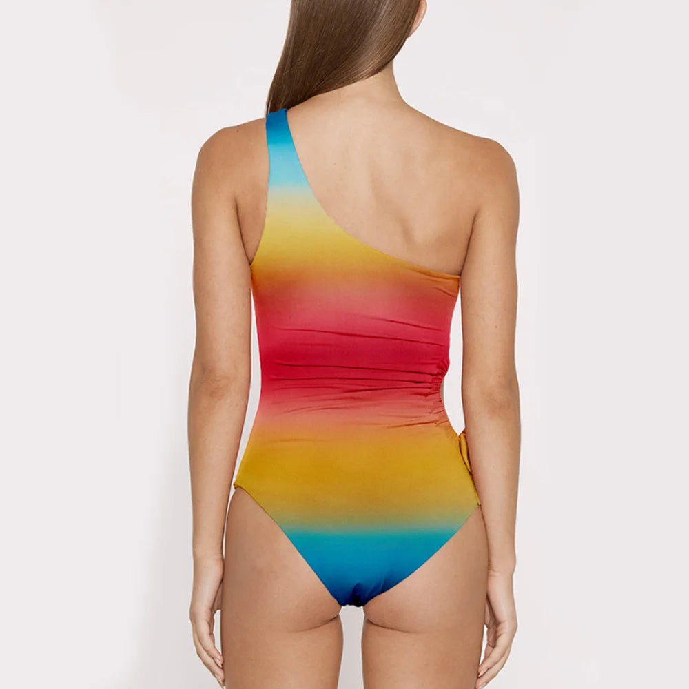 Summer Sunset Gradient Swimsuit with Skirt