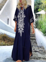 Women's Indie Folk Embroidery Kaftan