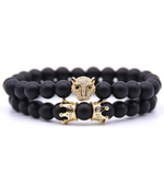 Black Leopard Crystal Eye Double Bracelet