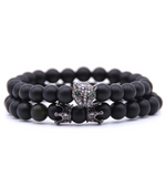 Black Leopard Crystal Eye Double Bracelet