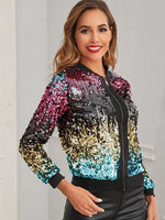 Crystal Shine Round Neck Jacket