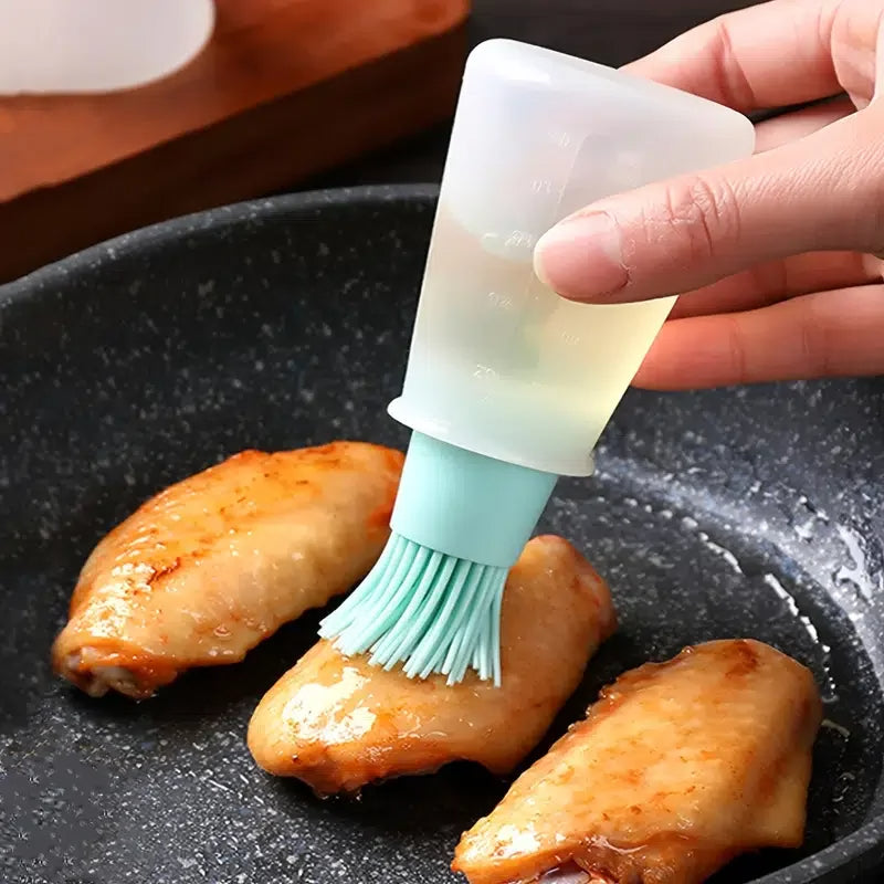 Portable Silicone Oil Bottle with Brush - 3 Pc