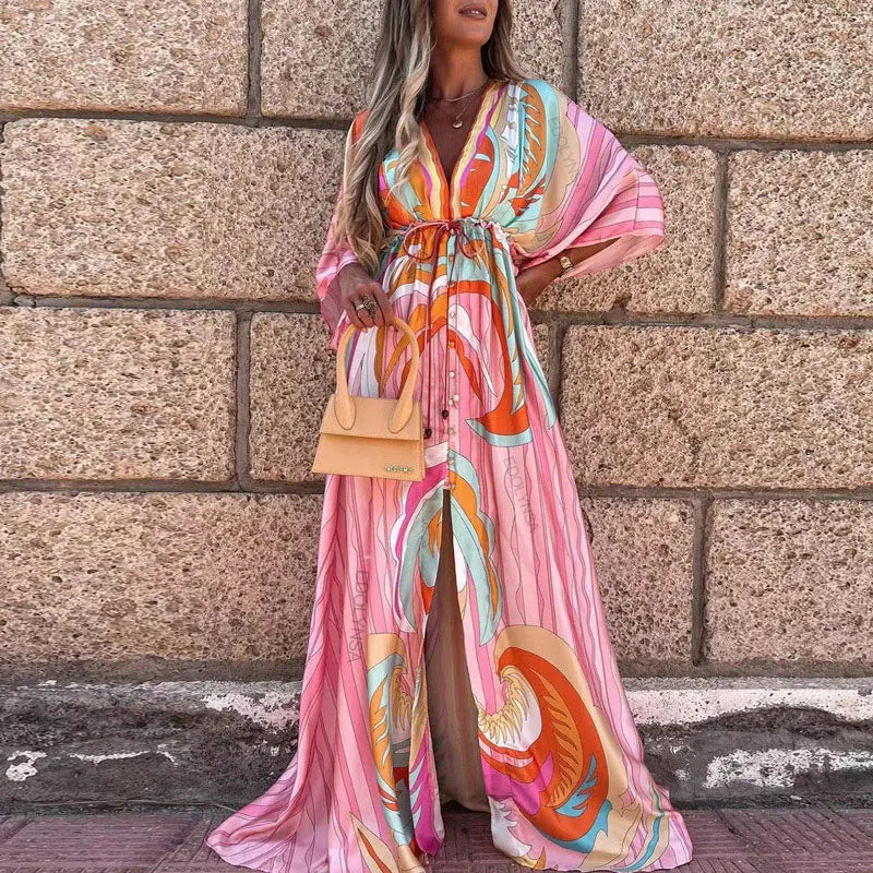 Coastal Cinch Long Kaftan