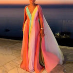 Elegant Chiffon Multicolor Robe Maxi Dress