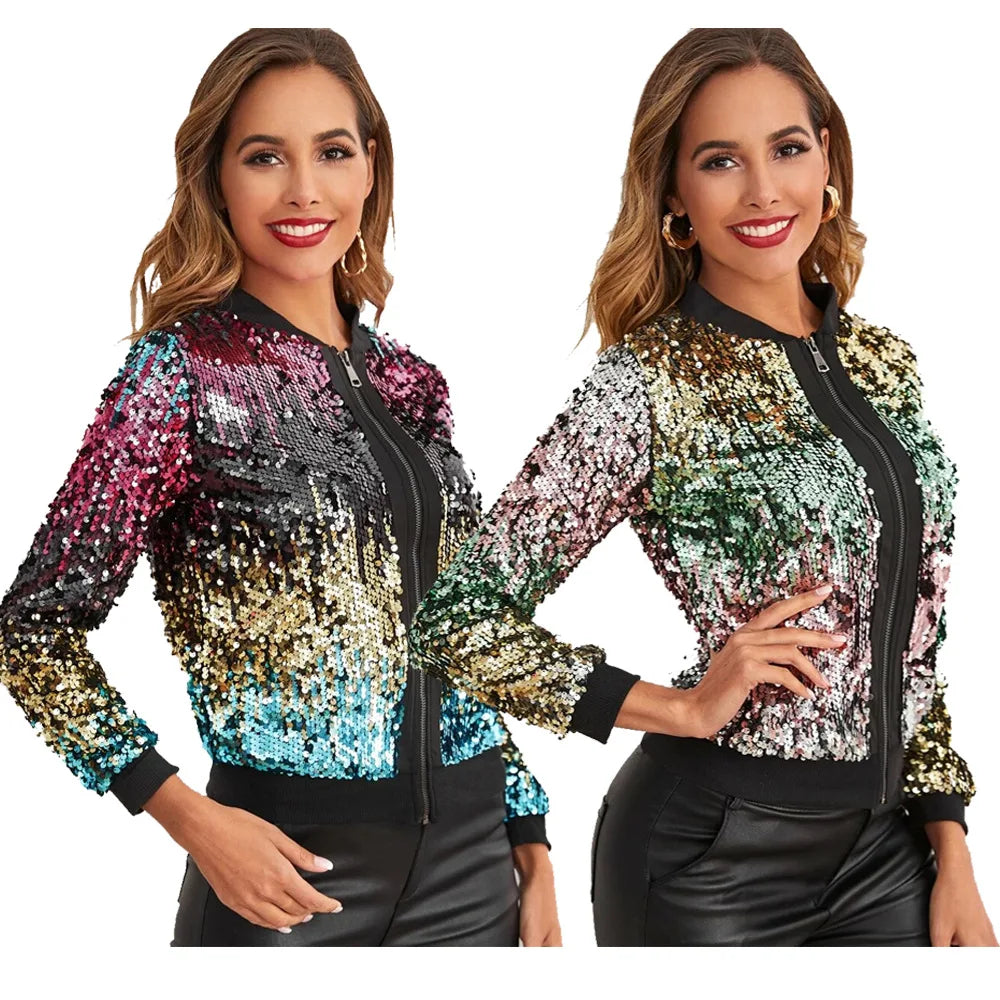 Crystal Shine Round Neck Jacket