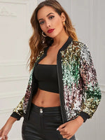 Crystal Shine Round Neck Jacket