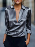 Satin Swing Collar Luxe Shirt