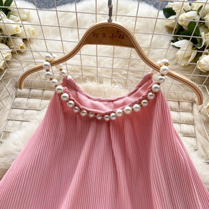 Ruffle Pleated Off-Shoulder Halter Top