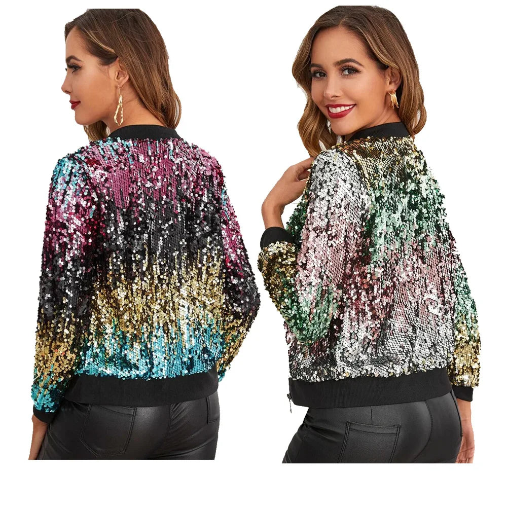 Crystal Shine Round Neck Jacket