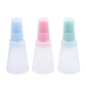 Portable Silicone Oil Bottle with Brush - 3 Pc