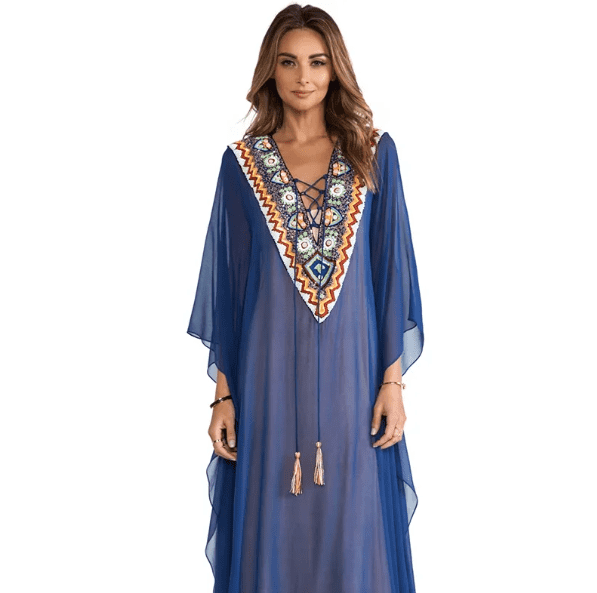 Bohemian Bliss Embroidered Kaftan Dress