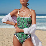 Green Vintage Butterfly Printed Swimwear