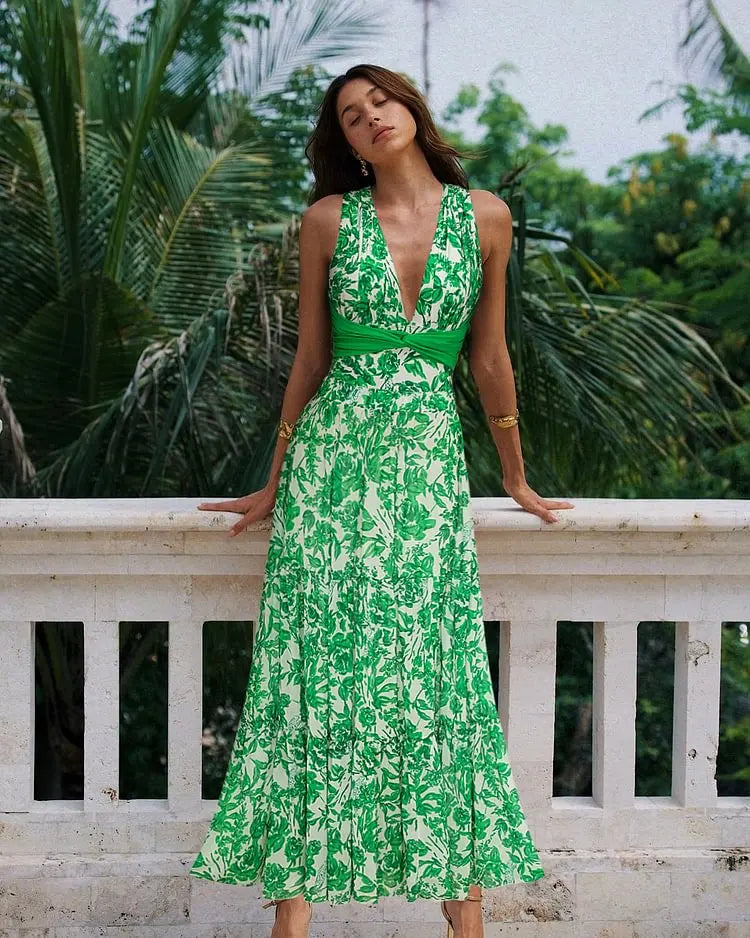 Green Sexy Floral Swimwear with cover up
