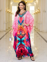Dazzling Pink Geometric Kaftan