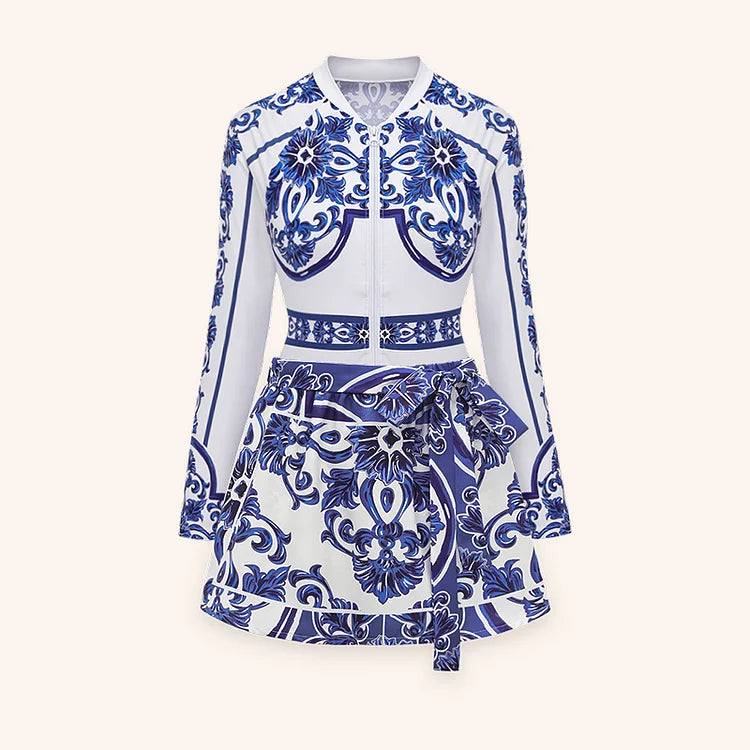 Royal Chic Print Swimwear with cover up