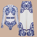 Royal Chic Print Swimwear with cover up