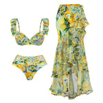 Citrus Chic Ruffle Strap Swimwear with cover up