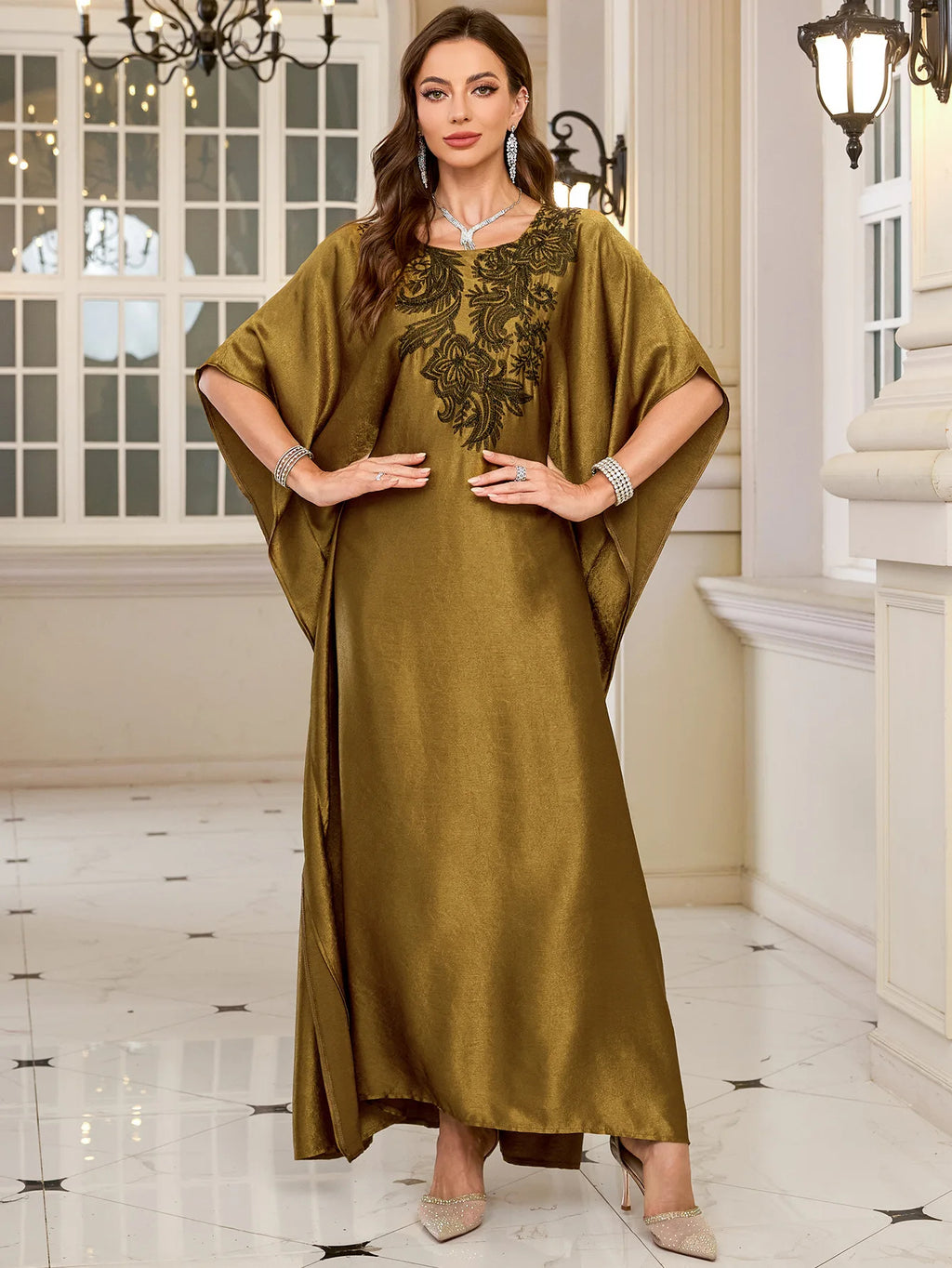 Golden Bloom Luxury Kaftan