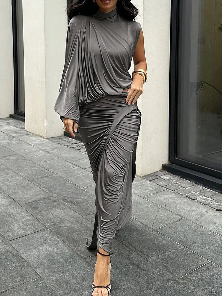 Irregular Chic Gray Dress