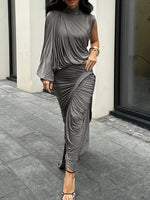 Irregular Chic Gray Dress