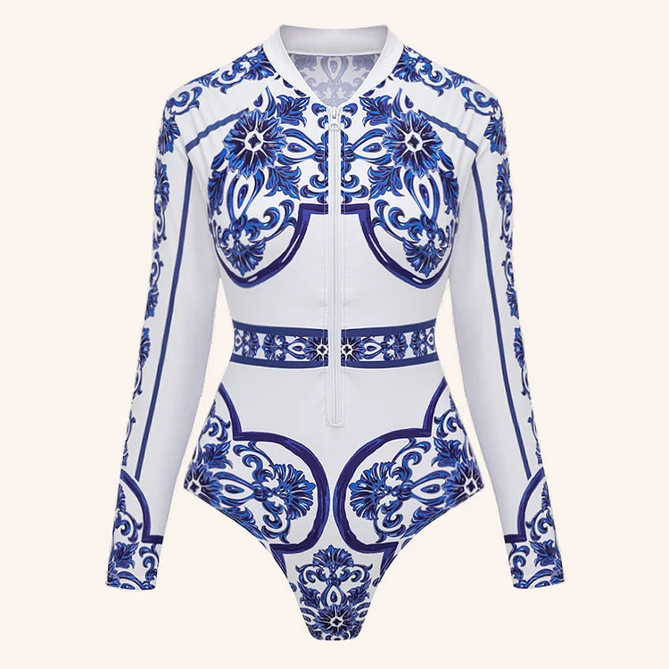 Royal Chic Print Swimwear with cover up