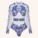 Royal Chic Print Swimwear with cover up