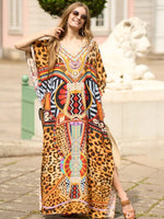 Women's Boho Print Moroccan Kaftan Robe