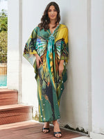 Women's Butterfly Print Batwing Sleeve Kaftan