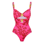 Pink Retro Sling Tassel Swimwear with cover up