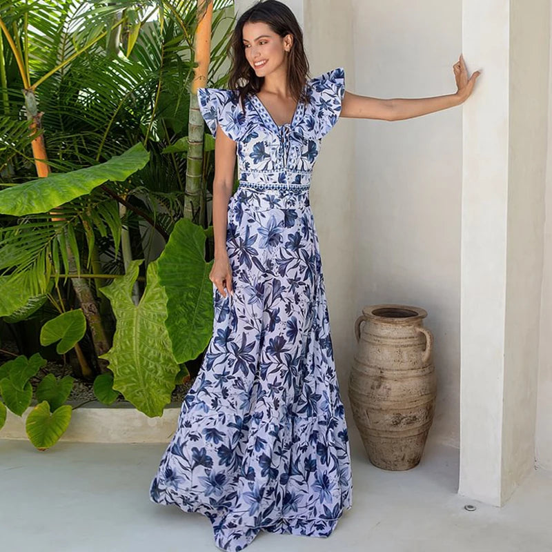 White Sexy Floral Ruffle Swimsuit with cover up