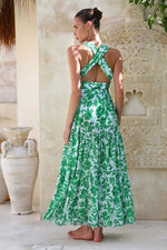 Green Sexy Floral Swimwear with cover up