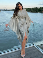 Elegant Grace Long Silver Dress