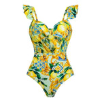 Citrus Chic Ruffle Strap Swimwear with cover up