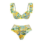 Citrus Chic Ruffle Strap Swimwear with cover up