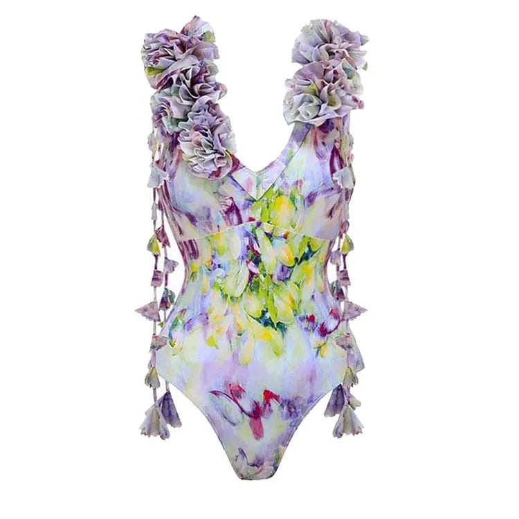 Mauve Garden Floral Drop Swimwear with cover up