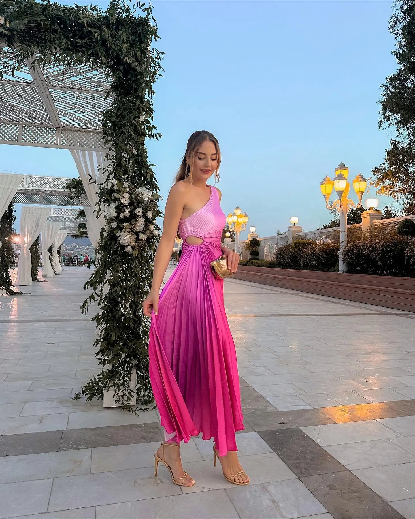 New Sexy Off-Shoulder Pink Maxi Dress