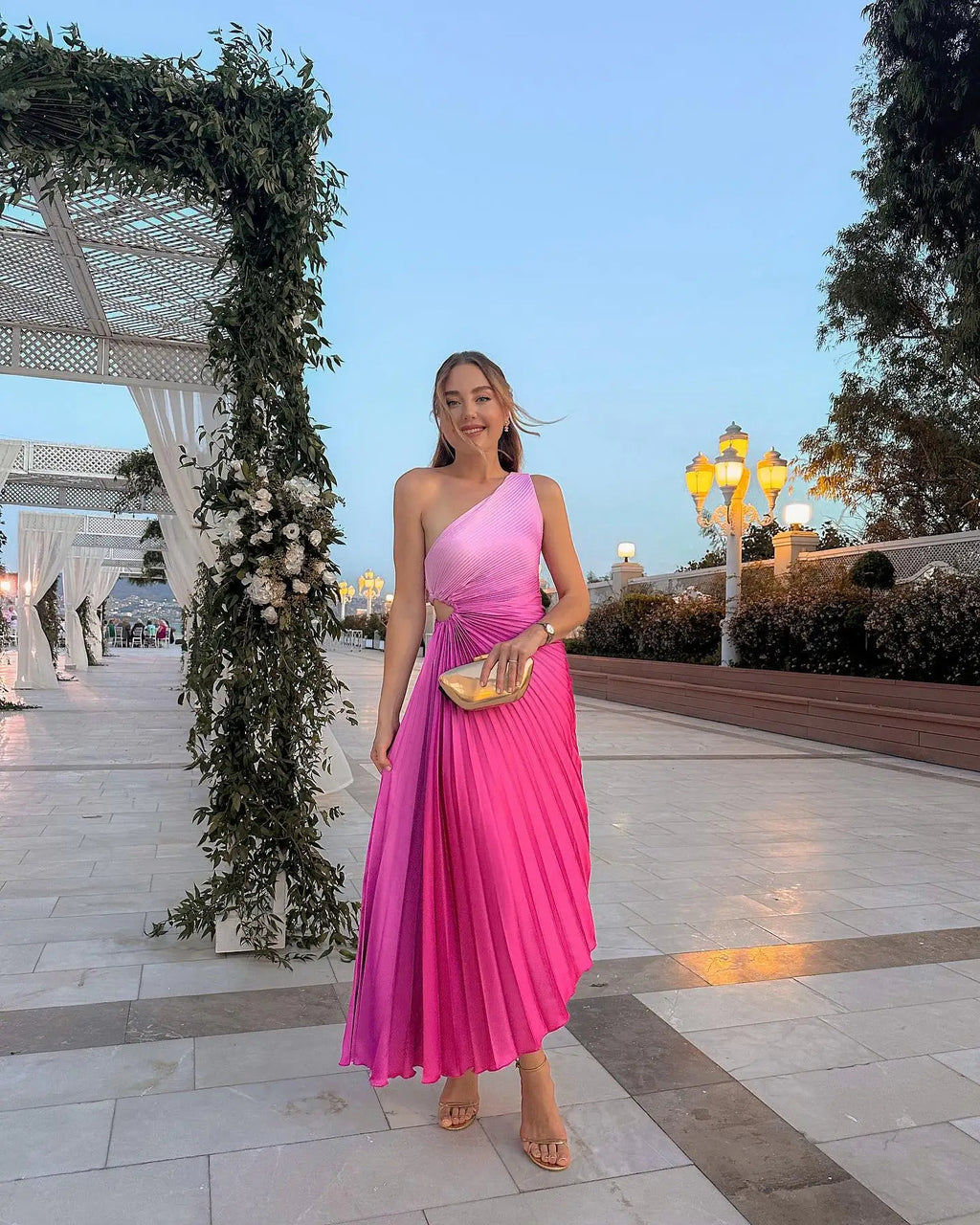 New Sexy Off-Shoulder Pink Maxi Dress