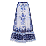 Blue Ceramic Vintage Print Swimwear with cover up