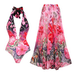 Pink Vintage Bloom Floral Swimsuit with cover up