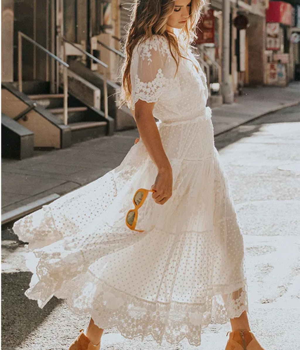 Lace Dream White Maxi Dress