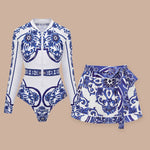 Royal Chic Print Swimwear with cover up