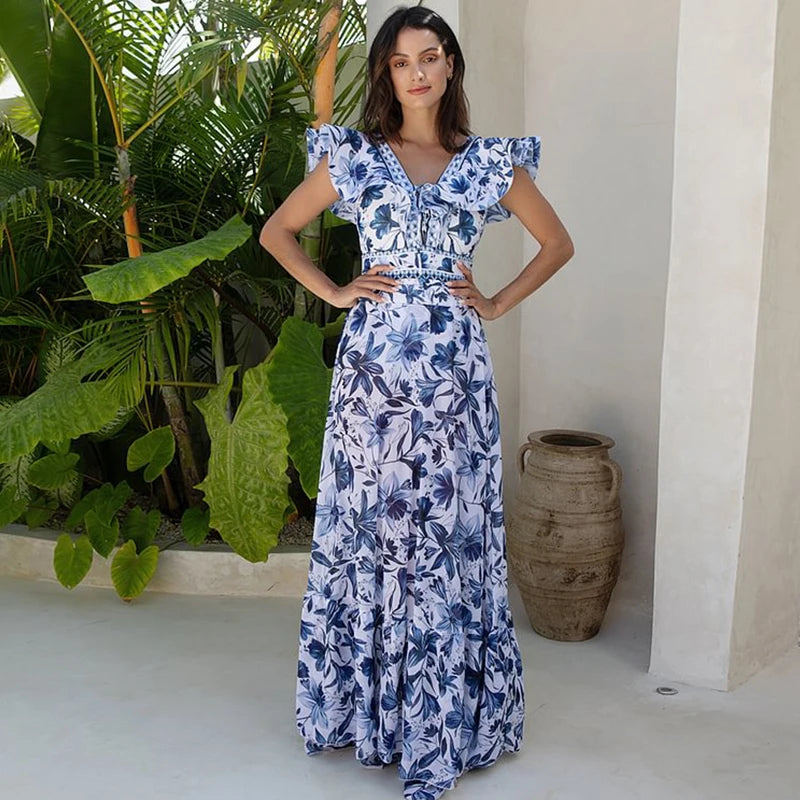 White Sexy Floral Ruffle Swimsuit with cover up