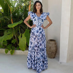 White Sexy Floral Ruffle Swimsuit with cover up