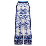 Blue Ceramic Vintage Print Swimwear with cover up