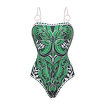 Green Vintage Butterfly Printed Swimwear