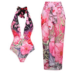 Pink Vintage Bloom Floral Swimsuit with cover up